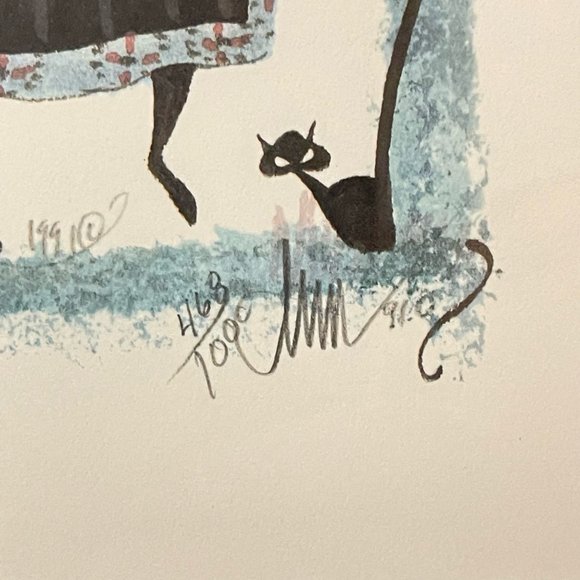 P. Buckley Moss Amish Girl Black Cats Signed  Numbered Matted Framed 1991 - Picture 7 of 7